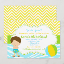 Convites Partido Bash de Piscina Brunette Boy