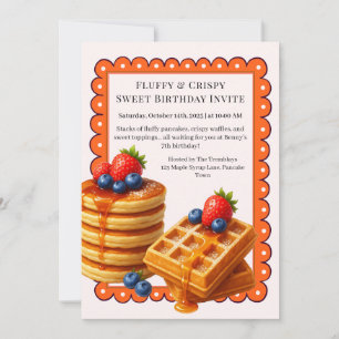 Convites Partido Birthday Brunch   Panquecas e waffles