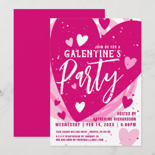 Convites Partido Brunch de Galentine Rosa Quente Personaliz