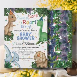 Convites Partido Chá de fraldas dos Dinossauros | Salto Cho