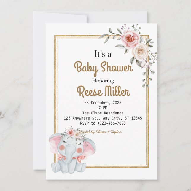 Convites Partido Chá de fraldas Selgle Safari Greenery (Frente)