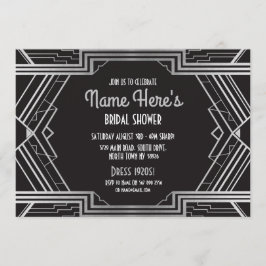 Convites Partido Chá de panela Art Deco 1920 Gatsby Silver