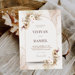 Convites Partido Chá de panela Rustic Dried Flowers