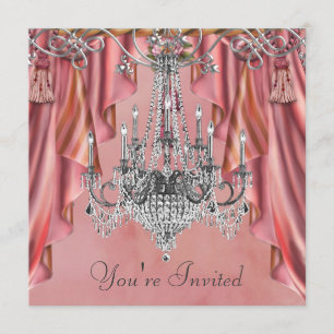 Convites Partido Chandelier Pink Silver Coral