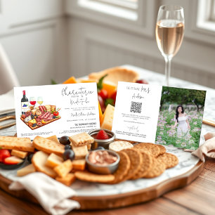 Convites Partido Charcuterie com a Foto do Código QR Bride