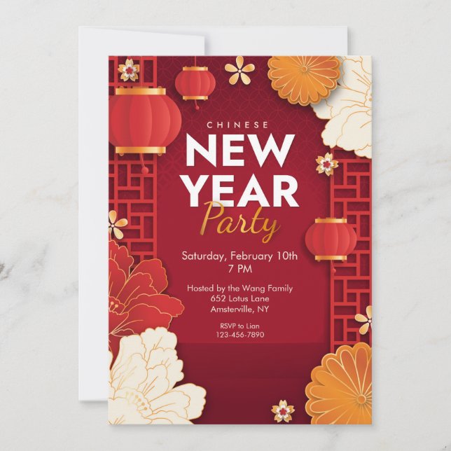 Convites Partido Chinês de Ano Novo (Frente)