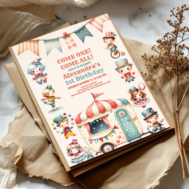 Convites Partido Circo para primeiro aniversario (Criador carregado)