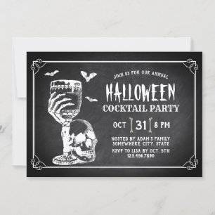 Convites Partido Cocktail do Skull Halloween