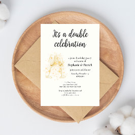 Convites Partido Conjunta Elegante de Champanhe Dupla Celeb