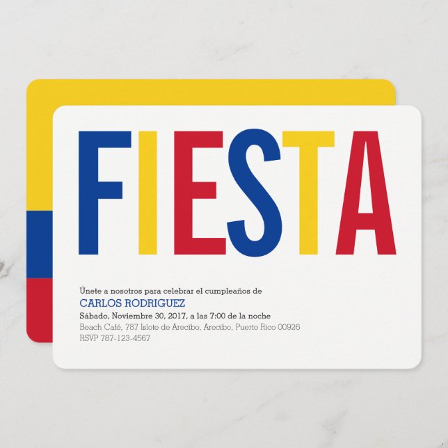 Convites Partido: Convites: Colômbia: Bandeira colombiana (Frente/Verso)