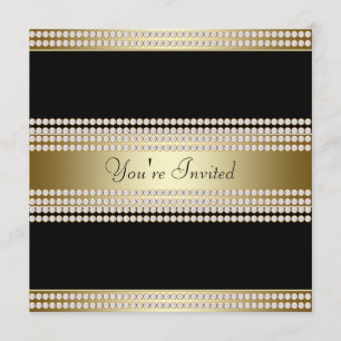 Convites Partido Corporativo Black Black Tie Party Dourado 