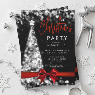 Convites Partido Corporativo Red Silver da Árvore de Natal