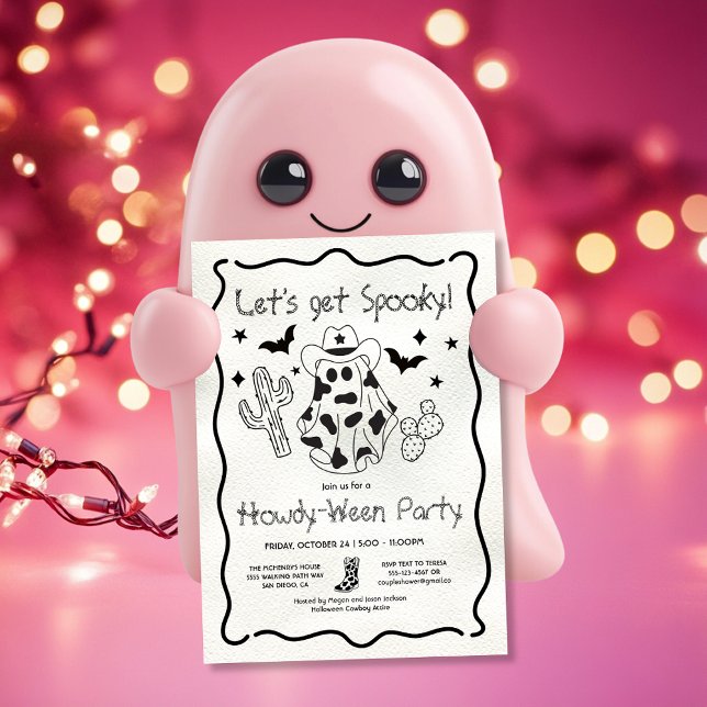 Convites Partido Cowgirl Howdy-between desenhada à mão (Criador carregado)