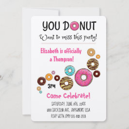 Convites Partido da Adoção Partido Rosquinha Rosa Moderno