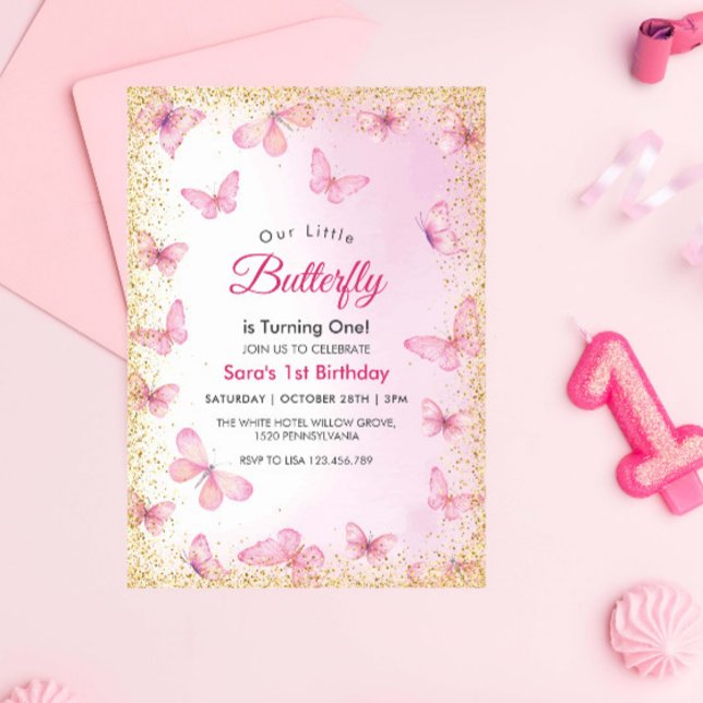 Convites Partido da Borboleta da Primeira primeiro aniversa (Criador carregado)