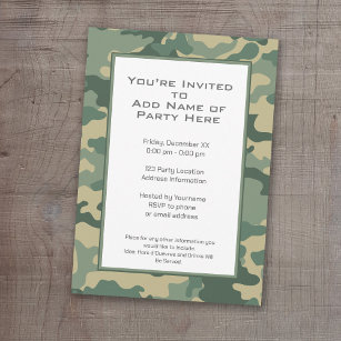Convites Partido da Camuflagem Militar