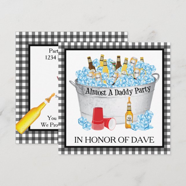 Convites Partido da Cerveja do chá de fraldas - Quase um Pa (Frente/Verso)