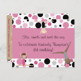 Convites Partido da ginástica em cor-de-rosa, em cinzas &