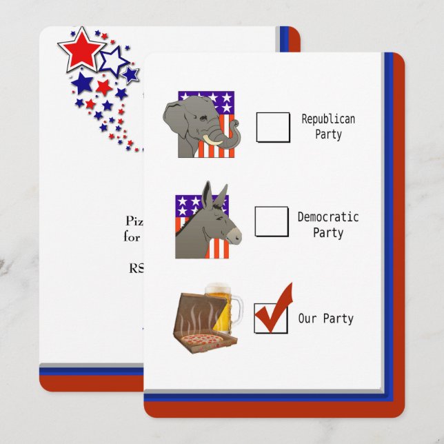 Convites Partido da Noite de Eleições Políticas (Frente/Verso)