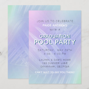 Convites Partido da Piscina de Graduação de Folhas Tropic