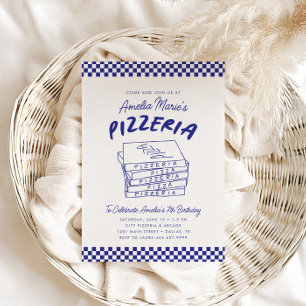 Convites Partido da Pizzaria Italiana Azul Moderna