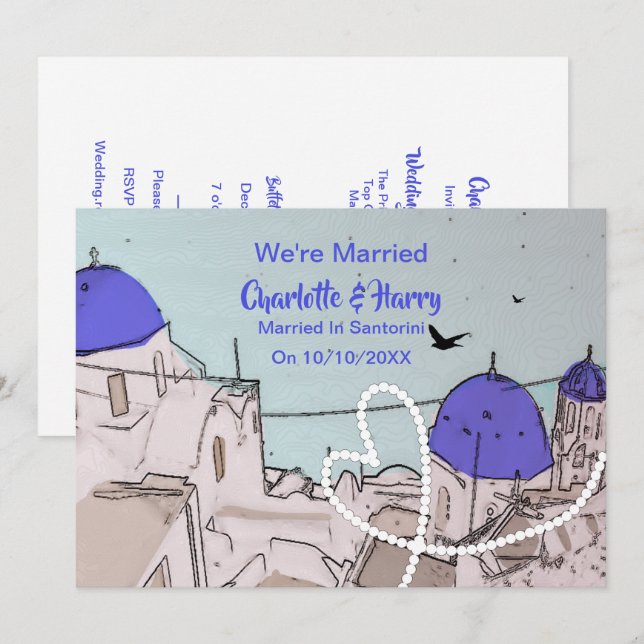 Convites Partido da Recepção de casamento de Posto Grego Sa (Frente/Verso)