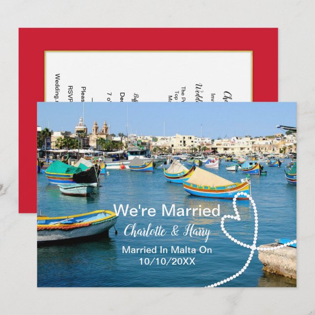 Convites Partido Da Recepção de casamento poste Casado Em M (Frente/Verso)