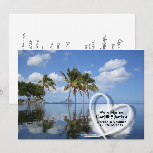 Convites Partido Da Recepção de casamento poste Casado Na M (Frente/Verso)