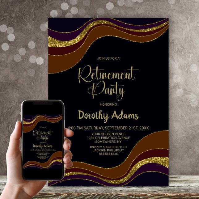 Convites Partido da Reforma da Luminária Dourada Preta (Criador carregado)