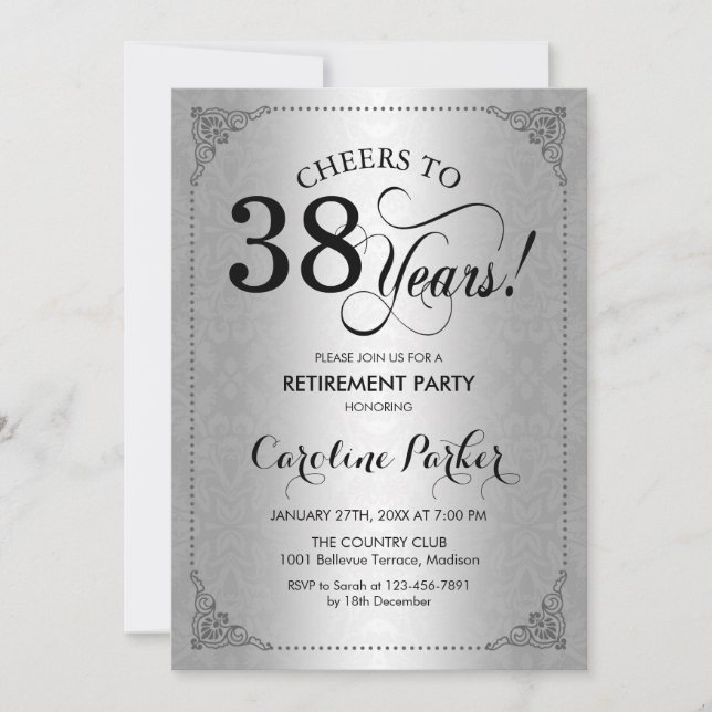 Convites Partido da Reforma - Damasco Preto Prateado (Frente)