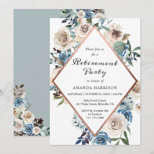 Convites Partido da Reforma Dourada do Rosa Azul Boho Dusty