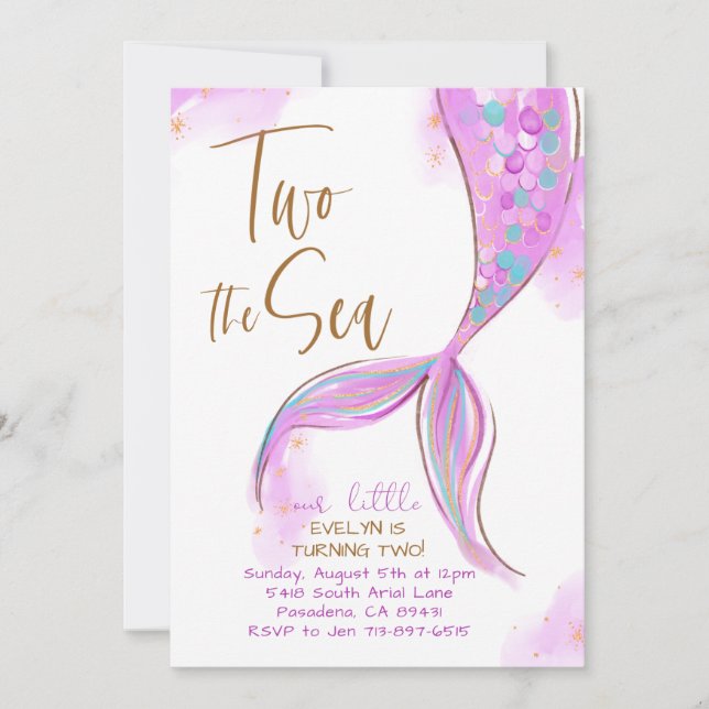 Convites Partido Da Sereia Púrpura 2, segundo aniversário D (Frente)