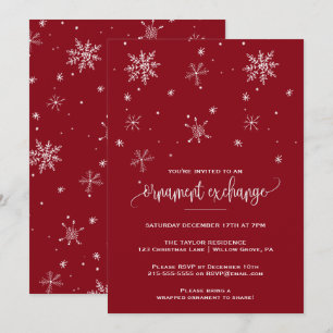 Convites Partido da Troca de Ornamento do Floco de Neve Ver