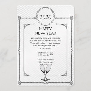 Convites Partido da véspera de ano novo das flautas de