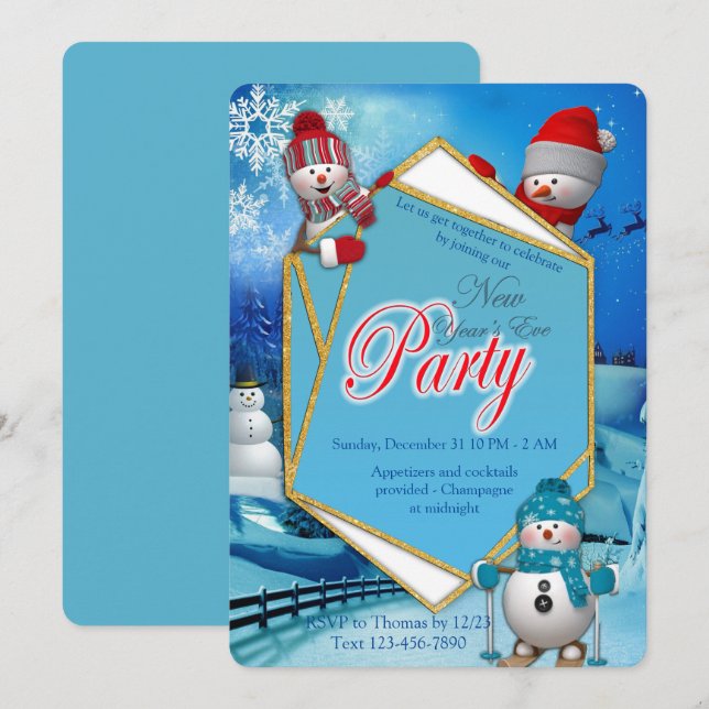 Convites Partido da Véspera dos Novos Anos (Frente/Verso)
