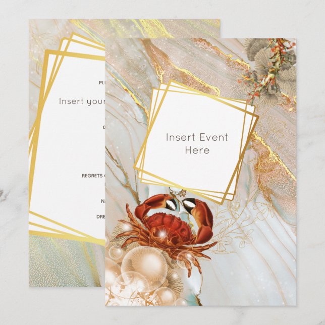 Convites Partido da Vida Marinha Marinha Vermelha (Frente/Verso)