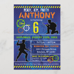 Convites Partido Dart Wars Blaster Gun Birthday