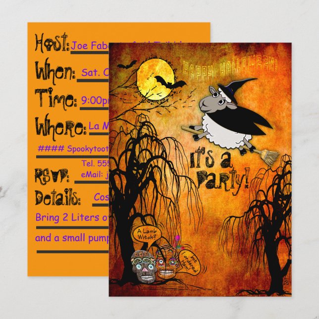 Convites Partido das Bruxas de Bruxas de Halloween (Persona (Frente/Verso)