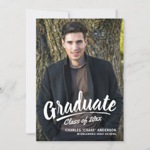 Convites Partido de 2 Fotos para Graduação Moderna com Scri