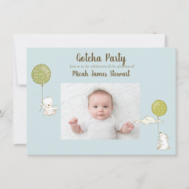 Convites Partido de Adoção "Gotcha" para Personalizar Garot (Frente)