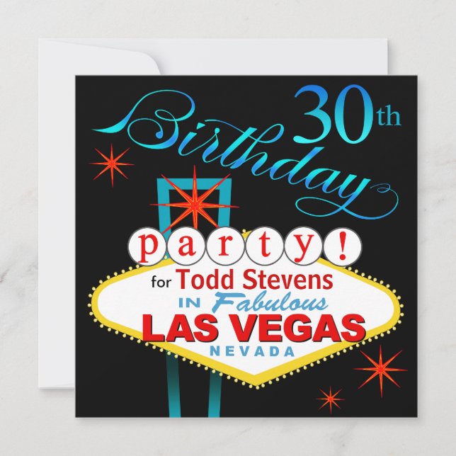 Convites Partido de aniversário de 30 anos de Las Vegas (Frente)
