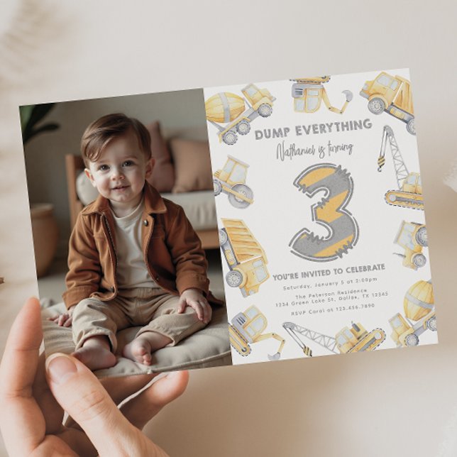 Convites Partido de aniversário de 3 anos do Caminhão de Co (Criador carregado)