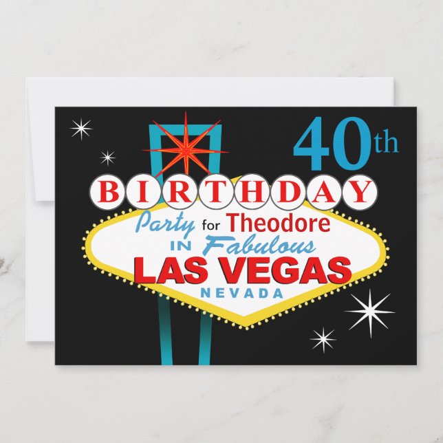 Convites Partido de aniversário de 40 anos de Las Vegas (Frente)