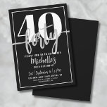 Convites Partido de aniversário de 40 anos de Script de Na<br><div class="desc">Introduzindo um convite de festas simples e moderno, perfeito para celebrar esse marco no estilo. O elegante design apresenta um fundo preto em negrito com um "40" proeminente no topo. Abaixo, "Quarenta" é escrito elegantemente na caligrafia, acrescentando um toque de sofisticação. O texto em todo o convite combina uma mistura...</div>