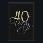 Convites Partido de aniversário de 40 anos preto e Dourado<br><div class="desc">Convite de festas preto e Dourado de prata formal do aniversário de 40 anos. Estes convites formais, à moda têm o número "40" no título sparkling do ouro e na palavra "quarenta" que sobrepor no roteiro de prata cursive, ambos em um fundo preto esperto com uma beira elegante do inclinação...</div>