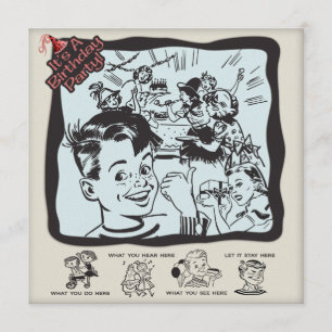 Convites Partido de aniversário de criança retro engraça