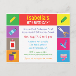 Convites Partido de Aniversários de criança de Tema Colorid