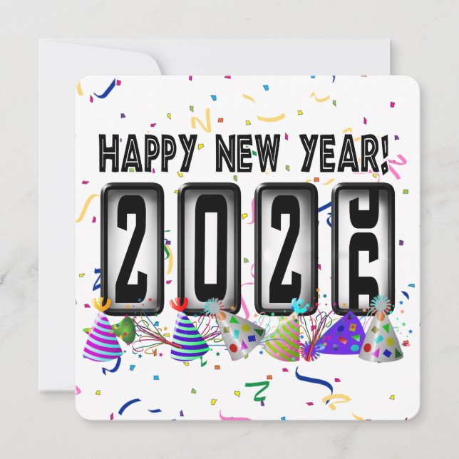 Convites Partido de Anos novos Odometer 2026 (Frente)