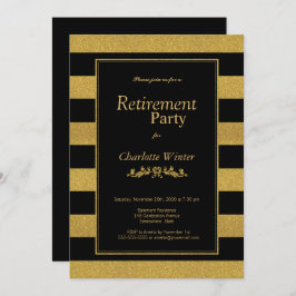 Convites Partido de Aposentação com Largura Preta e Dourada