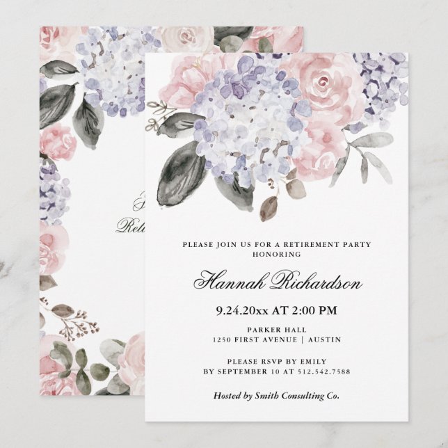 Convites Partido de aposentadoria dos Hydrangeas | da (Frente/Verso)